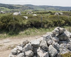 Small and big heap of stones. To Saint-Alban-sur-Limagnole. Via Podiensis. France. Small and big heap of stones. To Saint-Alban-sur-Limagnole. Via Podiensis. France.