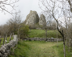 Former volcano crater. To Saint-Côme-d’Olt. France.