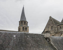 The bell tower of the church of Saint Côme-d’Olt. France.