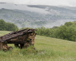Saint-Côme-d’Olt in the fog. Saint-Côme-d’Olt in the fog.