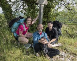 With two very nice hikers! To Cahors. France. With two very nice hikers! To Cahors. France.