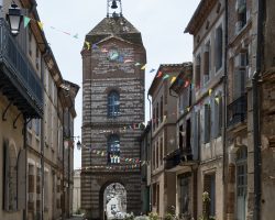 The clock tower. To Saint-Antoine. Via Podiensis. France. The clock tower. To Saint-Antoine. Via Podiensis. France.