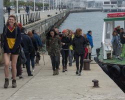 Jesse and Amber arrive. Another pleasant daily meeting on my way this year. Santander. Camino. del Norte. Spain. Jesse and Amber arrive. Another pleasant daily meeting on my way this year. Santander. Camino. del Norte. Spain.