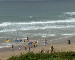 The waves are barely enough for newbies. To San Vicente de la Barquera. Camino del Norte. Spain. The waves are barely enough for newbies. To San Vicente de la Barquera. Camino del Norte. Spain.