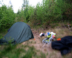 Not the best place to built the tent, in the middle of an old path, but I was too tired to try to find something better - and more comfortable. Vaggeryd. Sweden. Not the best place to built the tent, in the middle of an old path, but I was too tired to try to find something better - and more comfortable. Vaggeryd. Sweden.